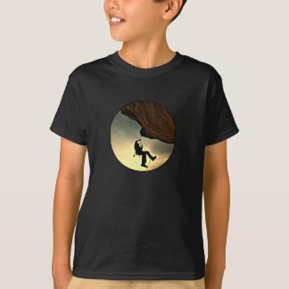 Climbing mountain man at sunset T-Shirt