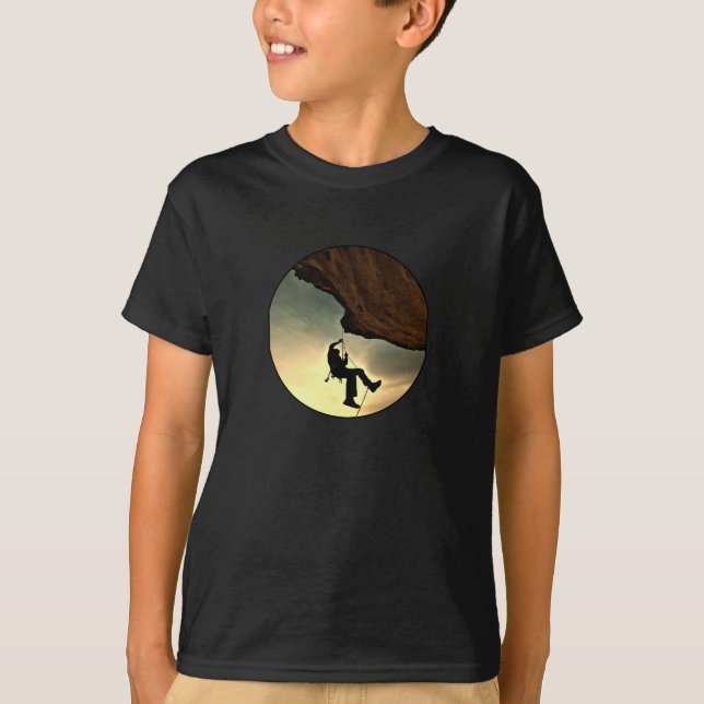 Climbing mountain man at sunset T-Shirt (Front)
