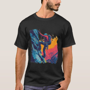 Climbing On Rock Wall, Outdoor Mountaineering T-Shirt