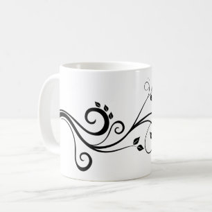 Climbing Plant Branch Leaves Pattern   Botanical Coffee Mug