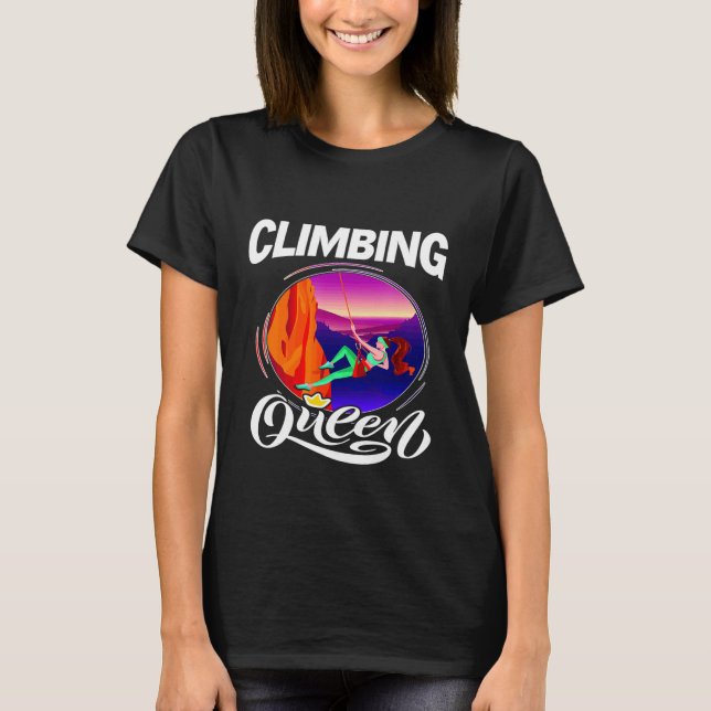 Climbing Queen - Colourful Climbing Design T-Shirt (Front)