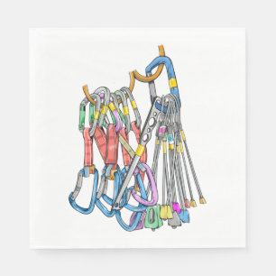 Climbing rack or quickdraws and wires napkin