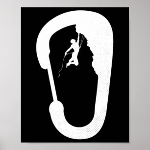 Climbing Rock Mountain Climber Carabiner Boulderin Poster