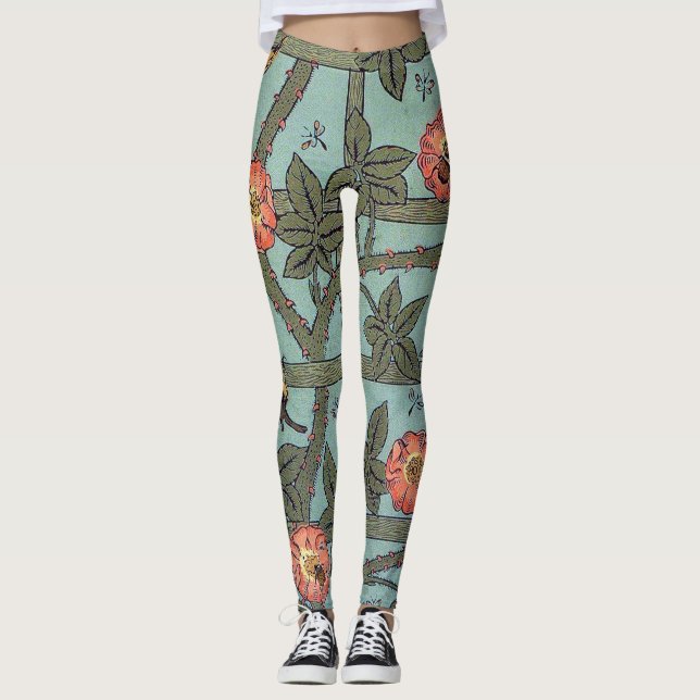Climbing Rose & Small Bird, William Morris Leggings (Front)