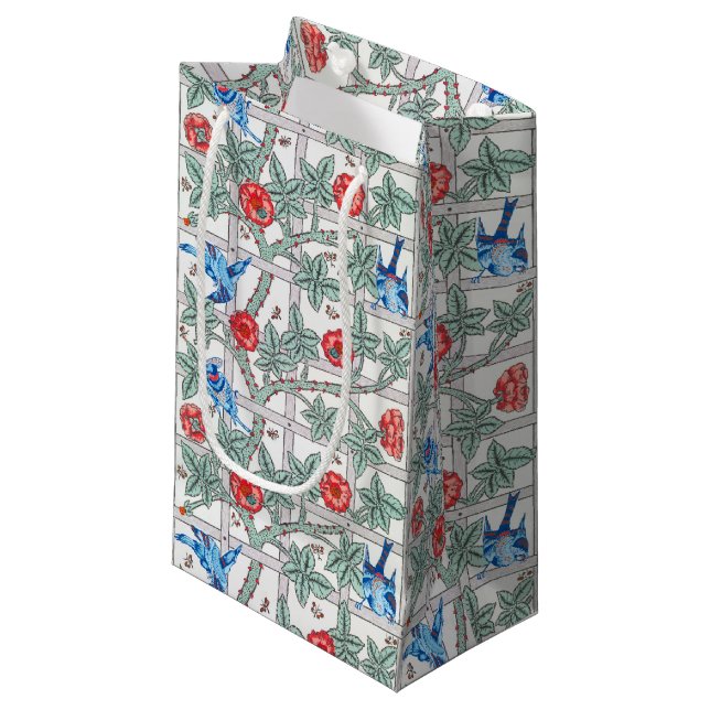 Climbing Rose & Small Bird, William Morris Small G Gift Bag (Front Angled)