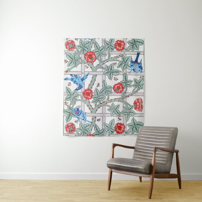 Climbing Rose & Small Bird, William Morris Tapestry (In Situ)