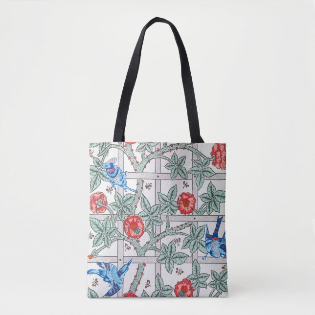 Climbing Rose & Small Bird, William Morris Tote Bag (Front)
