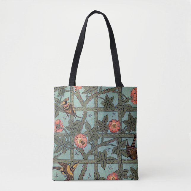 Climbing Rose & Small Bird, William Morris Tote Bag (Front)