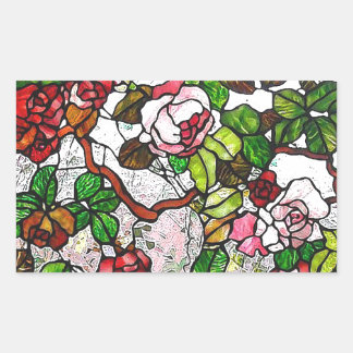 Climbing Roses - stained glass Rectangular Sticker