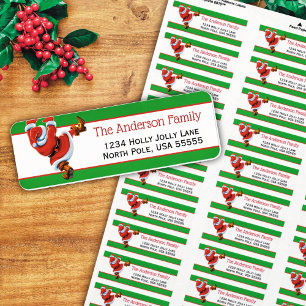 Climbing Santa Christmas Return Address Label