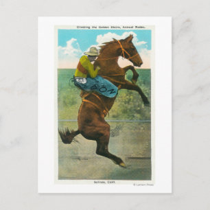 Climbing the Golden Stairs at the Annual Rodeo Postcard