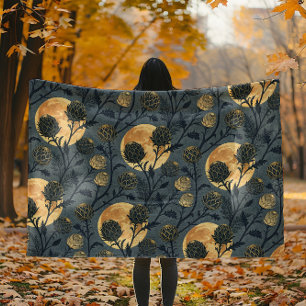 Climbing Vines Golden Twilight Floral Fleece Blanket