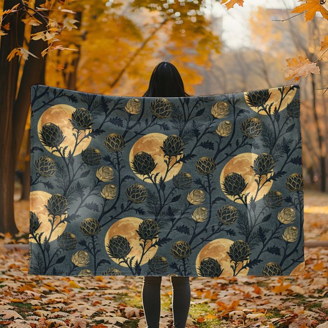 Climbing Vines Golden Twilight Floral Fleece Blanket (Creator Uploaded)