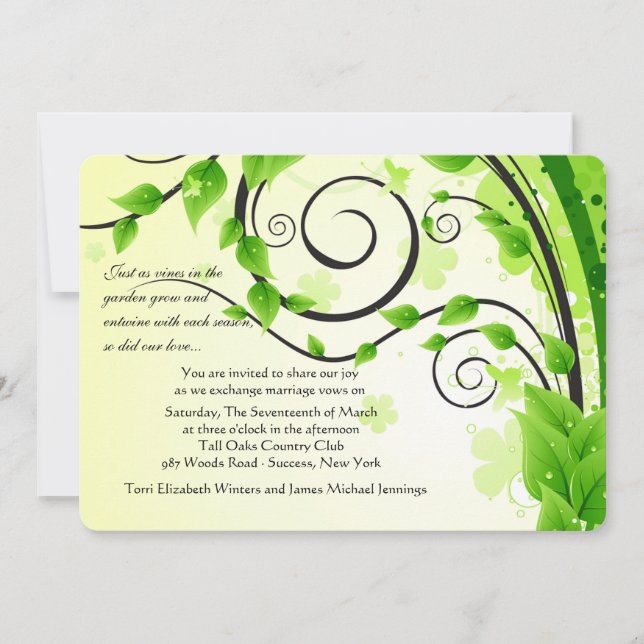 Climbing Vines Wedding Invitation (Front)