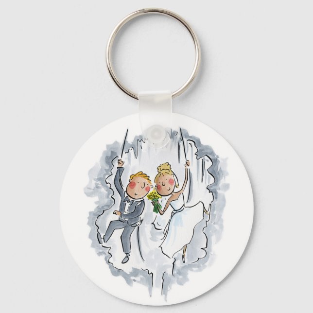Climbing Wedding Couple Key Ring (Front)