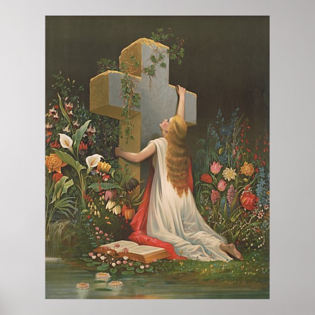 Clinging to the Cross Vintage Artwork Poster (Front)