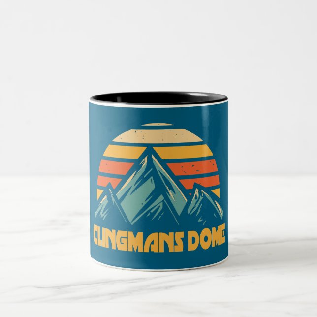 Clingmans Dome Retro Turquoise Two-Tone Coffee Mug (Center)