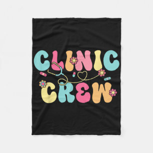 Clinic Crew For School Nurse Groovy (on Back) Fleece Blanket