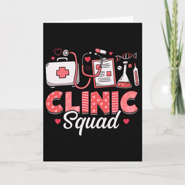 Clinic Squad Stethoscope Leopard Nurse Valentine's Card (Front)