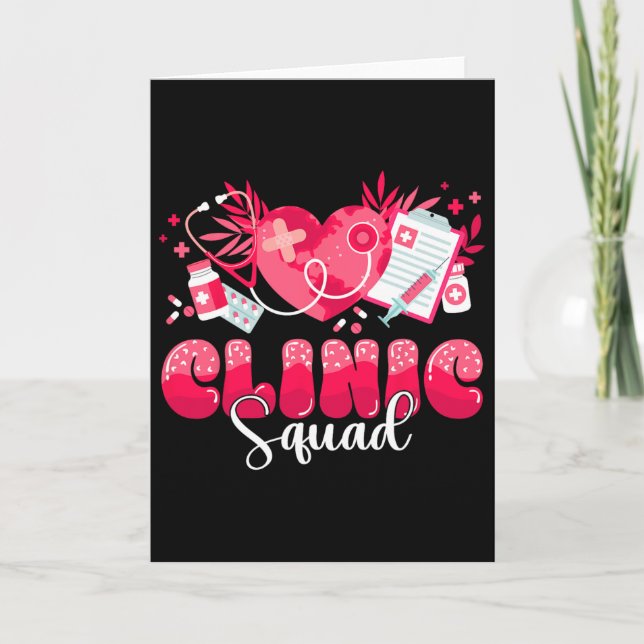 Clinic Squad Stethoscope Leopard Nurse Valentine's Card (Front)