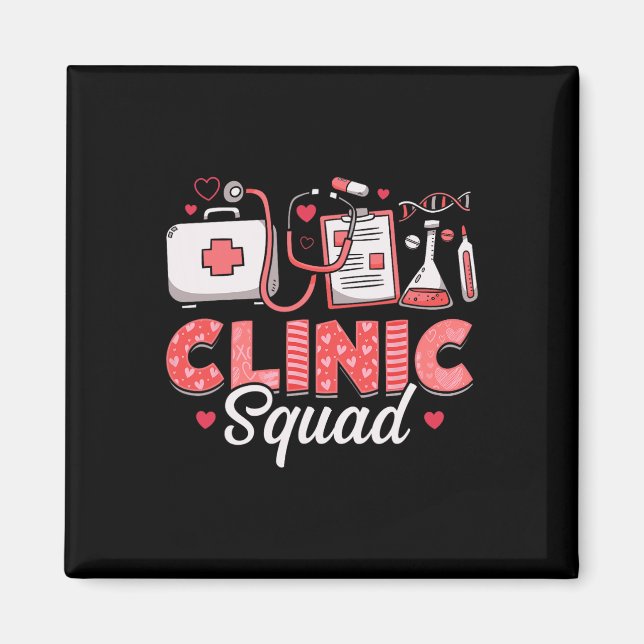 Clinic Squad Stethoscope Leopard Nurse Valentine's Magnet (Front)