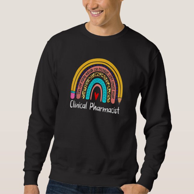 Clinical Pharmacist Leopard Rainbow Back To School Sweatshirt (Front)