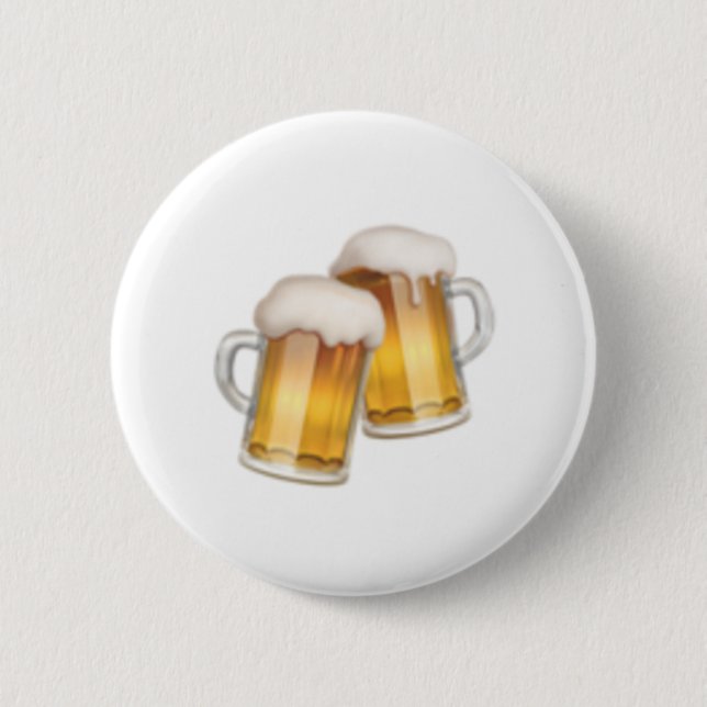 Clinking Beer Mugs - Emoji 6 Cm Round Badge (Front)