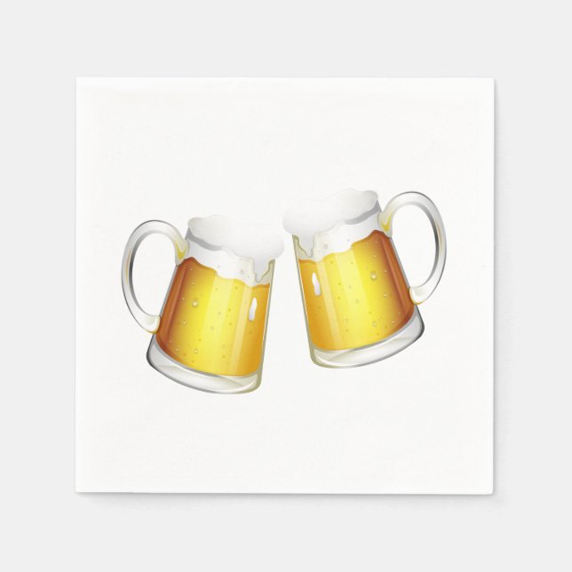 Clinking Beer Mugs Napkin (Front)