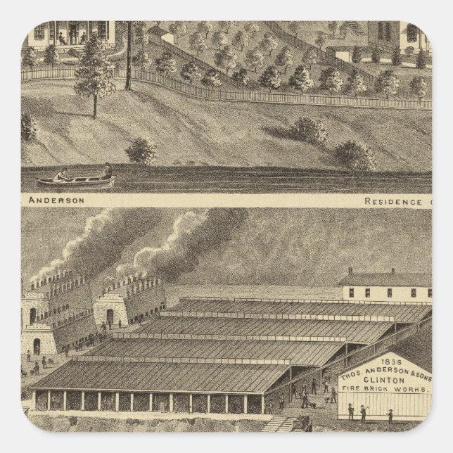 Clinton Fire Brick Works Anderson's Landing Square Sticker (Front)