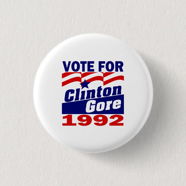 Clinton/Gore 1992   3 Cm Round Badge (Front)