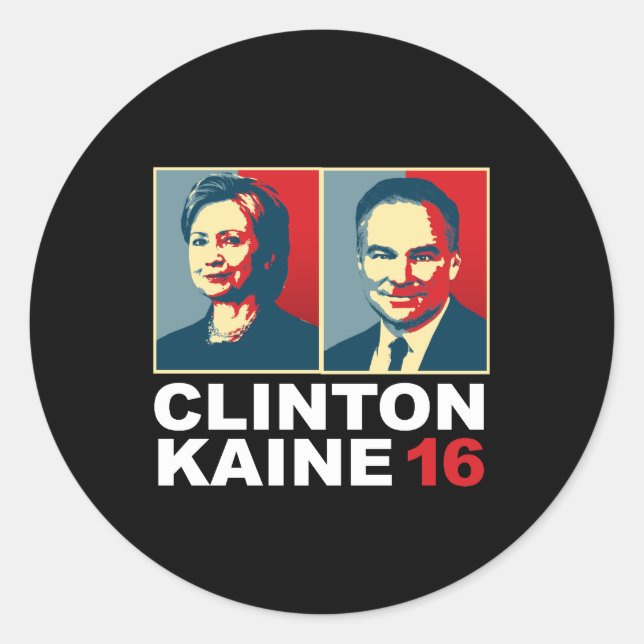 Clinton Kaine 16 - Posterised -- Classic Round Sticker (Front)