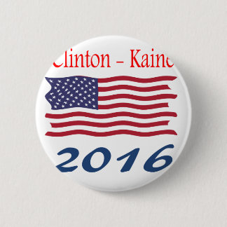 Clinton  Kaine waving flag 6 Cm Round Badge