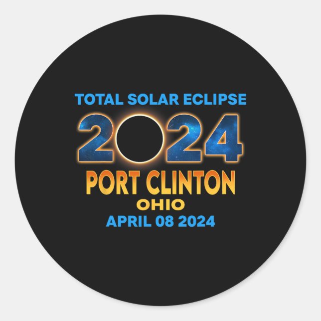 Clinton Ohio Eclipse 2024 Total Solar Eclipse  Classic Round Sticker (Front)