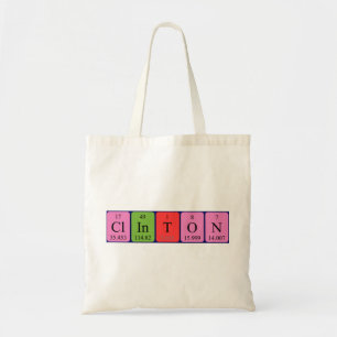 Clinton periodic table name tote bag