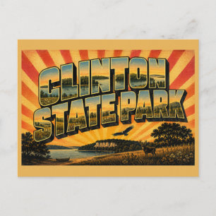 Clinton State Park Kansas Prairie Lake Forest Art Postcard