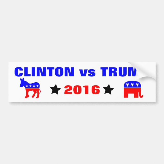 Clinton vs Trump Presidential Elections 2016 Bumper Sticker (Front)