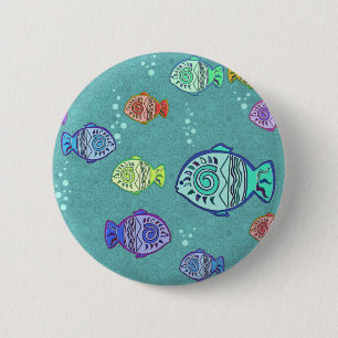 Clip Art Fish Pattern + your ideas 6 Cm Round Badge