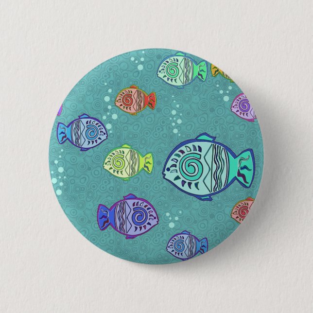 Clip Art Fish Pattern + your ideas 6 Cm Round Badge (Front)
