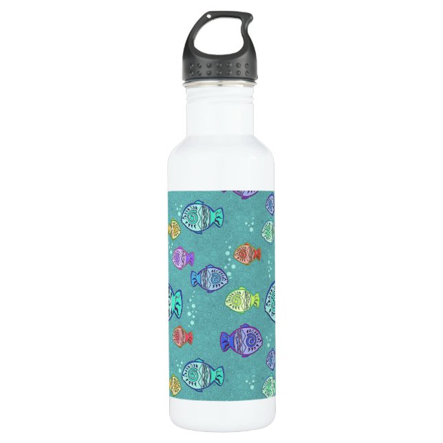 Clip Art Fish Pattern + your ideas 710 Ml Water Bottle (Front)