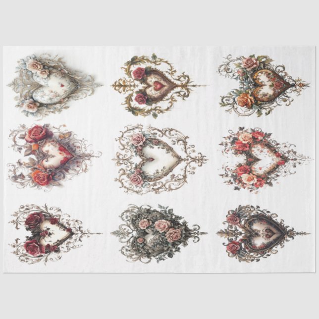 Clip Art Valentine Hearts Tissue Paper (Front)