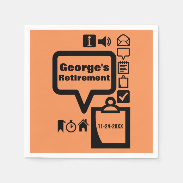 Clipart Choose colour Retirement Party Paper Napki Napkin (Front)