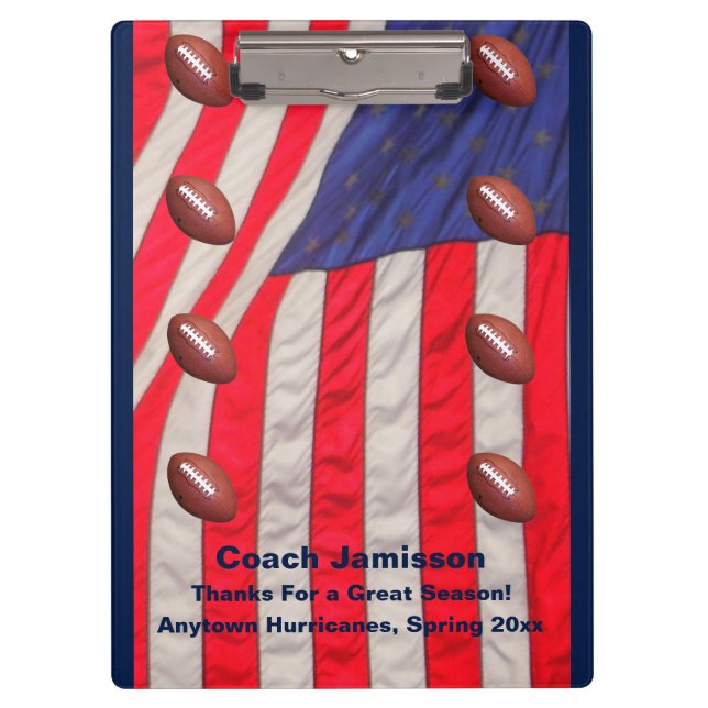 Clipboard, American Flag, Football Coach Clipboard (Front)