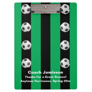 Clipboard, Black and Green Stripe, Soccer Coach Clipboard
