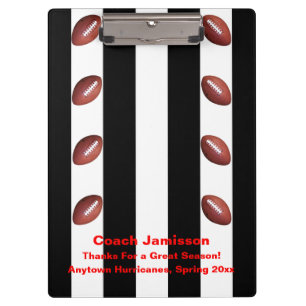 Clipboard, Black and White Stripe, Football Coach Clipboard
