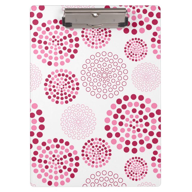 Clipboard-Pink Circle Pattern Clipboard (Front)
