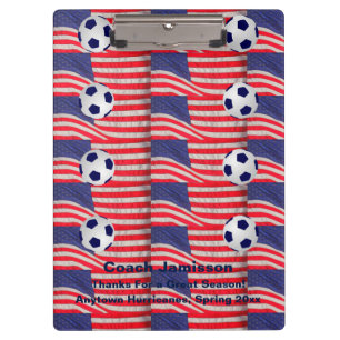 Clipboard, Repeating American Flags, Soccer Coach Clipboard