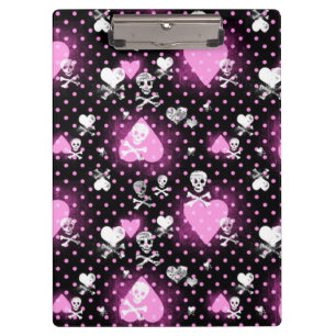 Clipboard/Skulls, Crossbones, Hearts and Polka Dot Clipboard