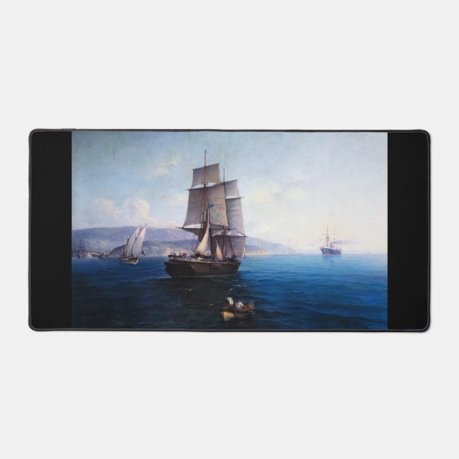 Clipper Sailing ship and Steamer 1900's Desk Mat (Front)