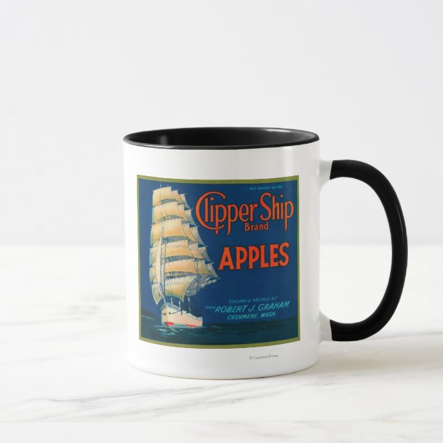 Clipper Ship Apple Label (green) - Cashmere, WA Mug (Right)