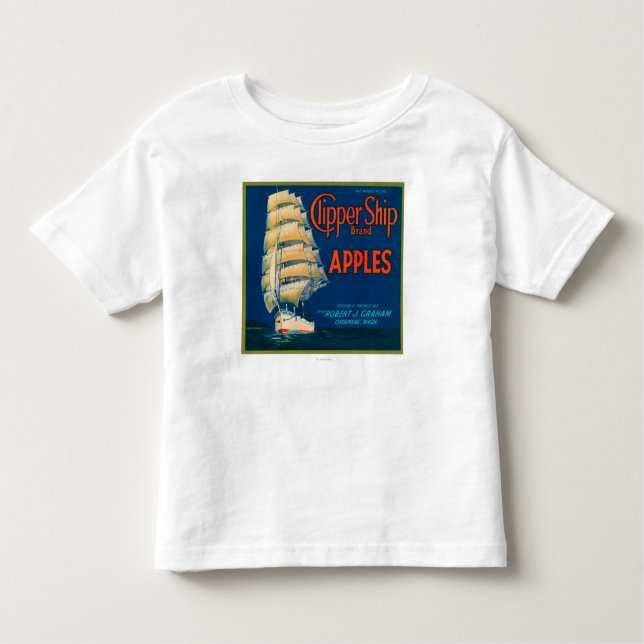 Clipper Ship Apple Label (green) - Cashmere, WA Toddler T-Shirt (Front)